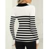 Zeagoo Womens 2026 Sweater Tops Long Sleeve V Neck Ribbed Knit Slim Fitted Casual Work Basic Shirts S-XXL(White Black Stripe)