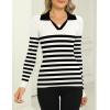 Zeagoo Womens 2026 Sweater Tops Long Sleeve V Neck Ribbed Knit Slim Fitted Casual Work Basic Shirts S-XXL(White Black Stripe)