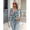 Zeagoo 3/4 Length Sleeve Womens Tops Casual V Neck Shirts Soft Basic Tees Business Work Blouses(Blue Paisley)