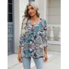 Zeagoo 3/4 Length Sleeve Womens Tops Casual V Neck Shirts Soft Basic Tees Business Work Blouses(Blue Paisley)