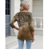 Zeagoo 3/4 Length Sleeve Womens Tops Casual V Neck Shirts Soft Basic Tees Business Work Blouses(Brown Leaves)