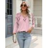 Zeagoo 3/4 Length Sleeve Womens Tops Casual V Neck Shirts Soft Basic Tees Business Work Blouses(Pink Floral)