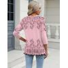 Zeagoo 3/4 Length Sleeve Womens Tops Casual V Neck Shirts Soft Basic Tees Business Work Blouses(Pink Floral)