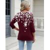 Zeagoo 3/4 Length Sleeve Womens Tops Casual V Neck Shirts Soft Basic Tees Business Work Blouses(Red Floral)