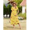 Zeagoo Women Summer Midi A Line Dress Short Sleeve Casual Flowy Tiered Beach Long Sundress with Pockets 2026 Vacation Travel(Bf351)