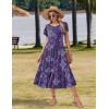 Zeagoo Women Summer Midi A Line Dress Short Sleeve Casual Flowy Tiered Beach Long Sundress with Pockets 2026 Vacation Travel(Mz907)