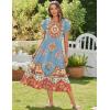 Zeagoo Women Summer Midi A Line Dress Short Sleeve Casual Flowy Tiered Beach Long Sundress with Pockets 2026 Vacation Travel(Retro Style)