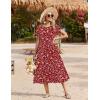 Zeagoo Women Summer Midi A Line Dress Short Sleeve Casual Flowy Tiered Beach Long Sundress with Pockets 2026 Vacation Travel(Xh546)