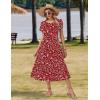 Zeagoo Women Summer Midi A Line Dress Short Sleeve Casual Flowy Tiered Beach Long Sundress with Pockets 2026 Vacation Travel(Xh546)