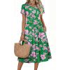 Zeagoo Women Summer Short Sleeve Midi Dress with Pockets Casual Aline Flowy Tshirt Dress Floral Vocation Beach Sundress(Dh594)