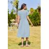 Zeagoo Women Summer Short Sleeve Midi Dress with Pockets Casual Aline Flowy Tshirt Dress Floral Vocation Beach Sundress(Jh531)