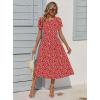 Zeagoo Women Summer Short Sleeve Midi Dress with Pockets Casual Aline Flowy Tshirt Dress Floral Vocation Beach Sundress(Red Round Dot)