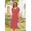 Zeagoo Women Summer Short Sleeve Midi Dress with Pockets Casual Aline Flowy Tshirt Dress Floral Vocation Beach Sundress(Red Round Dot)