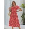 Zeagoo Women Summer Short Sleeve Midi Dress with Pockets Casual Aline Flowy Tshirt Dress Floral Vocation Beach Sundress(Red Round Dot)