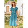 Zeagoo Women Summer Short Sleeve Midi Dress with Pockets Casual Aline Flowy Tshirt Dress Floral Vocation Beach Sundress(Xh363)