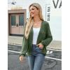 Zeagoo Women’s Lightweight Crochet Cropped Cardigan 2024 V Neck Long Sleeve Button up Bolero Shrug Sweater(Green)