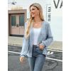 Zeagoo Women’s Lightweight Crochet Cropped Cardigan 2024 V Neck Long Sleeve Button up Bolero Shrug Sweater(Light Blue)