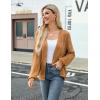 Zeagoo Women’s Lightweight Crochet Cropped Cardigan 2024 V Neck Long Sleeve Button up Bolero Shrug Sweater(Light Brown)