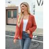 Zeagoo Women’s Lightweight Crochet Cropped Cardigan 2024 V Neck Long Sleeve Button up Bolero Shrug Sweater(Red)