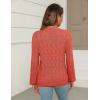 Zeagoo Women’s Lightweight Crochet Cropped Cardigan 2024 V Neck Long Sleeve Button up Bolero Shrug Sweater(Red)