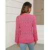 Zeagoo Women’s Lightweight Crochet Cropped Cardigan 2024 V Neck Long Sleeve Button up Bolero Shrug Sweater(Rose)