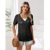 Zeagoo Women’s Short Sleeve Summer Cardigan V-Neck Button up Lightweight Hollow Out Sweater Cardigans Shrug(A-black)