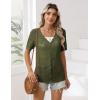 Zeagoo Women’s Short Sleeve Summer Cardigan V-Neck Button up Lightweight Hollow Out Sweater Cardigans Shrug(Army Green)