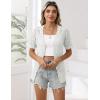 Zeagoo Women’s Short Sleeve Summer Cardigan V-Neck Button up Lightweight Hollow Out Sweater Cardigans Shrug(A-white)