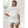 Zeagoo Women’s Short Sleeve Summer Cardigan V-Neck Button up Lightweight Hollow Out Sweater Cardigans Shrug(A-white)