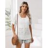Zeagoo Women’s Short Sleeve Summer Cardigan V-Neck Button up Lightweight Hollow Out Sweater Cardigans Shrug(A-white)