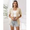 Zeagoo Women’s Short Sleeve Summer Cardigan V-Neck Button up Lightweight Hollow Out Sweater Cardigans Shrug(Beige)