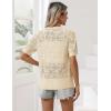 Zeagoo Women’s Short Sleeve Summer Cardigan V-Neck Button up Lightweight Hollow Out Sweater Cardigans Shrug(Beige)