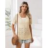 Zeagoo Women’s Short Sleeve Summer Cardigan V-Neck Button up Lightweight Hollow Out Sweater Cardigans Shrug(Beige)