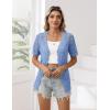 Zeagoo Women’s Short Sleeve Summer Cardigan V-Neck Button up Lightweight Hollow Out Sweater Cardigans Shrug(Blue)