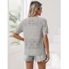 Zeagoo Women’s Short Sleeve Summer Cardigan V-Neck Button up Lightweight Hollow Out Sweater Cardigans Shrug(Grey)