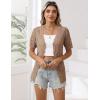 Zeagoo Women’s Short Sleeve Summer Cardigan V-Neck Button up Lightweight Hollow Out Sweater Cardigans Shrug(Khaki)