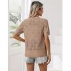 Zeagoo Women’s Short Sleeve Summer Cardigan V-Neck Button up Lightweight Hollow Out Sweater Cardigans Shrug(Khaki)