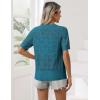 Zeagoo Women’s Short Sleeve Summer Cardigan V-Neck Button up Lightweight Hollow Out Sweater Cardigans Shrug(Navy)