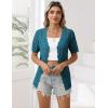 Zeagoo Women’s Short Sleeve Summer Cardigan V-Neck Button up Lightweight Hollow Out Sweater Cardigans Shrug(Navy)