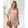 Zeagoo Women’s Short Sleeve Summer Cardigan V-Neck Button up Lightweight Hollow Out Sweater Cardigans Shrug(Pink)