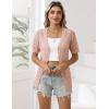 Zeagoo Women’s Short Sleeve Summer Cardigan V-Neck Button up Lightweight Hollow Out Sweater Cardigans Shrug(Pink)