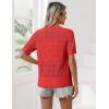 Zeagoo Women’s Short Sleeve Summer Cardigan V-Neck Button up Lightweight Hollow Out Sweater Cardigans Shrug(Red)