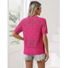 Zeagoo Women’s Short Sleeve Summer Cardigan V-Neck Button up Lightweight Hollow Out Sweater Cardigans Shrug(Rose Red)