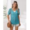Zeagoo Women’s Short Sleeve Summer Cardigan V-Neck Button up Lightweight Hollow Out Sweater Cardigans Shrug(Teal)