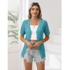 Zeagoo Women’s Short Sleeve Summer Cardigan V-Neck Button up Lightweight Hollow Out Sweater Cardigans Shrug(Teal)