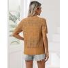 Zeagoo Women’s Short Sleeve Summer Cardigan V-Neck Button up Lightweight Hollow Out Sweater Cardigans Shrug(Yellow Brown)