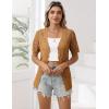 Zeagoo Women’s Short Sleeve Summer Cardigan V-Neck Button up Lightweight Hollow Out Sweater Cardigans Shrug(Yellow Brown)