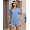 Zeagoo Womens Tshirt Short Sleeve Summer Tops Crewneck Casual Basic Tee Shirts Spring Clothes Trendy Outfit(Light Blue)