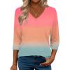 Zeagoo 3/4 Length Sleeve Womens Tops Casual V Neck Shirts Soft Basic Tees Business Work Blouses(Multicoloured)