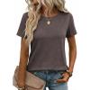 Zeagoo Womens Tshirt Short Sleeve Summer Tops Crewneck Casual Basic Tee Shirts Spring Clothes Trendy Outfit(Brown)
